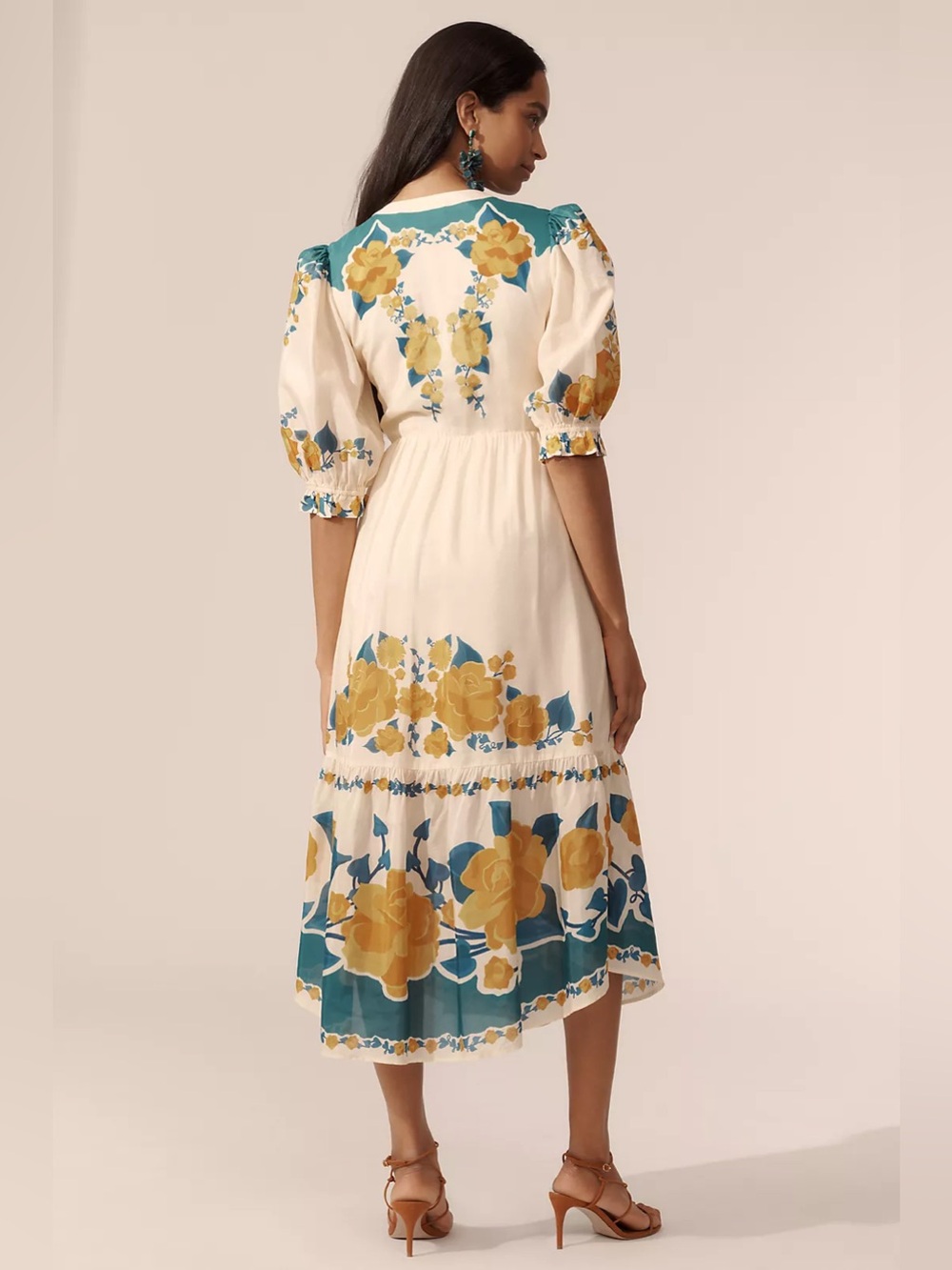Anthropologie X Farm Rio Puff-Sleeve Printed Midi Dress - Picture 5 of 13